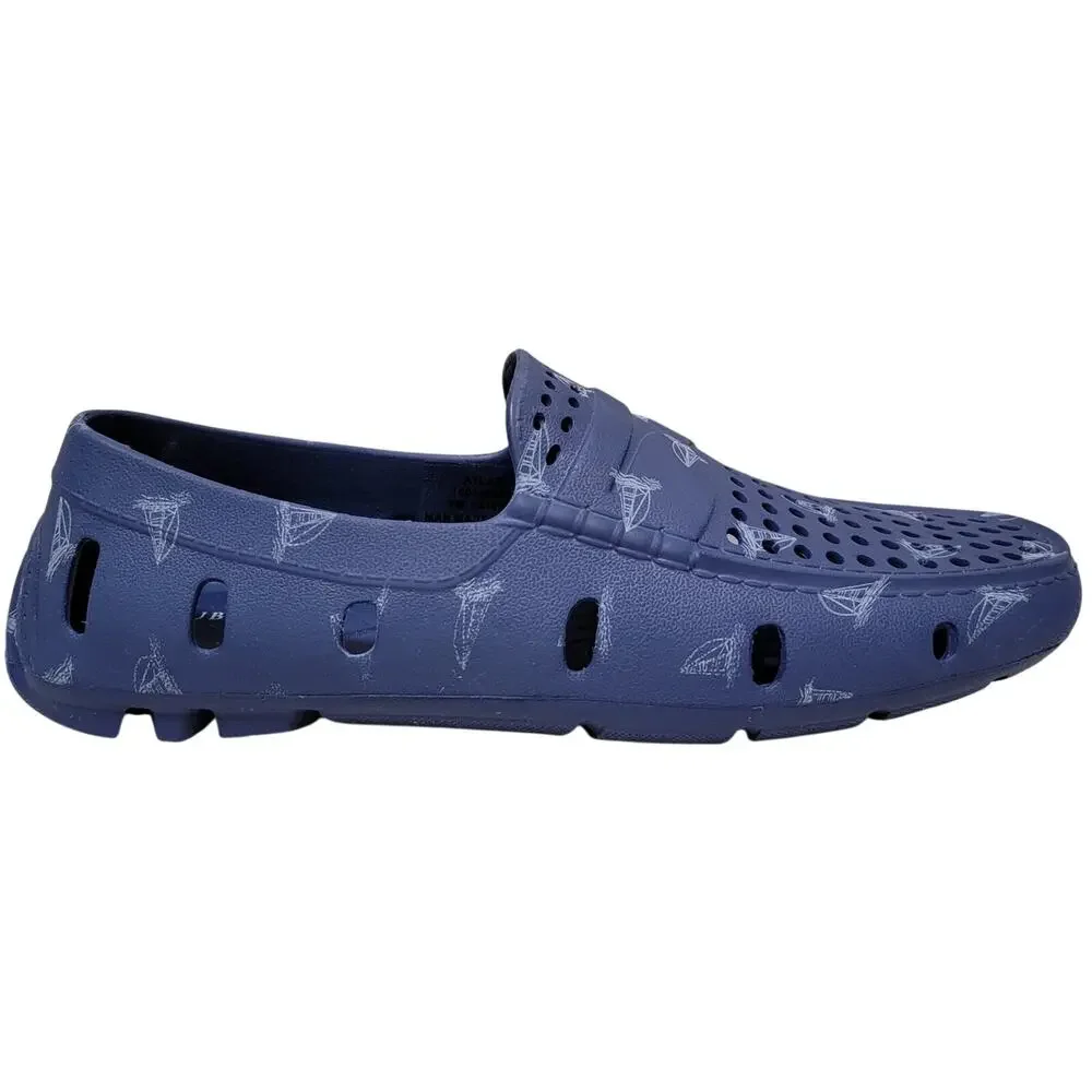 Club Room Men Atlas Perforated Slip On Driver Loafer Size US 8M Blue Sail Boats
